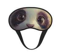 Masque de nuit unisexe en tissu composite noir avec bordure élastique, orné d'un adorable panda buvant du bubble tea.