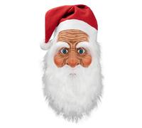 Masque de Père Noël - Masque de Père Noël - Pour adulte - En latex - Costume de fête d'Halloween - Avec barbe et ro