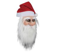 Masque de Père Noël - Tête complète de Père Noël en latex avec barbe et chapeau rouge | Coiffe réaliste du Père Noël pour adultes, cosplay, Noël et carnaval, masques de Noël amusants