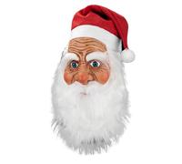 Masque de Père Noël - Tête de fête de Noël, costume de Père Noël festif | Design complet en latex avec barbe blanche et chapeau rouge, accessoire de de vacances pour adultes