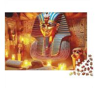 Masque de Pharaon Égyptien Puzzle 1000 Pièces Papier Puzzle pour Adultes Ambiance Bougie Détente Décor Maison Cadeau 52x38cm/1000pcs