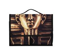 Masque de pharaon Toutankhamon en pierre marron antique sur fond sombre - 1 trousse de toilette à suspendre - Organiseur de maquillage portable - Étui de rangement pour cosmétiques de voyage avec