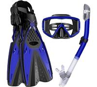 Masque de Plongée Anti-Fuite Snorkel Mask Diving Dry Set Regolabile Panning Wide View Deep Snorkeling Cadeau Fête(Blue,44.6*20*24cm)
