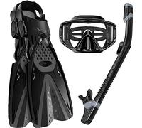 Masque de Plongée Anti-Fuite Snorkel Mask Diving Dry Set Regolabile Panning Wide View Deep Snorkeling Cadeau Fête(Black,44.6*20*24cm)
