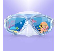 Masque de plongée avec Tuba pour Enfants, Masque de plongée Anti-buée avec Vue panoramique à 180 ° pour garçons et Filles avec Couvre-Nez, équipement de plongée avec Tuba pour Junior (Rêve Bleu)