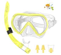 Masque de Plongée Enfant pour 4 à 14 Ans, Ensemble Masque Snorkeling et Tuba Pliable pour Plongée en Apnée, Lunette Plongée Enfant avec Lentille en Verre Trempé Anti-Buée et Anti-Fuite