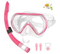 Masque de Plongée Enfant pour 4 à 14 Ans, Ensemble Masque Snorkeling et Tuba Pliable pour Plongée en Apnée, Lunette Plongée Enfant avec Lentille en Verre Trempé Anti-Buée et Anti-Fuite