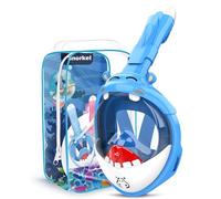 Masque de Plongée Enfants Intégral,180° HD Anti-Leak Anti-Fog Masque de plongée pour Kinds Système de Jouets avec Tuba à Sec Design Mignon pour Les Enfants de 4~14 Ans