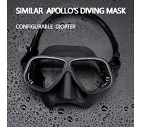 Masque de plongée gratuit similaire d'Apollo, cadre en alliage d'aluminium, lunettes dioptrie configurables, masques de plongée en apnée, ensemble de tubes humides black with tube