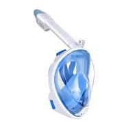 Masque de Plongée, Intégral 180° Visible Masque Snorkeling avec Technologie Anti-Buée et Anti-Fuite, Masque Snorkeling Plein Visage Compatible avec la Support pour Caméra de Sport, Bleu L/XL