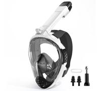 Masque de plongée intégral avec tuba pour adultes, masque de plongée avec tuba avec support de caméra amovible, vue panoramique à 180 °, anti-fuite, anti-buée, paquet de voyage