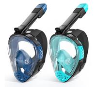 Masque de plongée intégral avec tuba pour adultes, masque de plongée avec tuba avec support de caméra amovible, vue panoramique à 180 °, anti-fuite, anti-buée, paquet de voyage