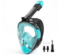 Masque de plongée intégral avec tuba pour adultes, masque de plongée avec tuba avec support de caméra amovible, vue panoramique à 180 °, anti-fuite, anti-buée, paquet de voyage