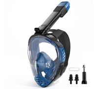 Masque de plongée intégral avec tuba pour adultes, masque de plongée avec tuba avec support de caméra amovible, vue panoramique à 180 °, anti-fuite, anti-buée, paquet de voyage