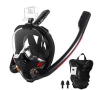 Masque de plongée intégral pour Adulte, Masque de plongée à Double Tube avec système respiratoire Anti-Buée, Masque de plongée avec Vue à 180° avec Support de caméra Amovible, Respiration Facile