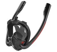 Masque de plongée, Masque de plongée à Double respirateur, Masque sous-Marine, intégral, Tuba Natation(Black,S/M)