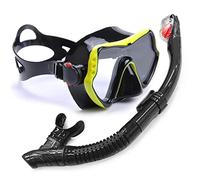 Masque de plongée, Plongée sous-Marine, Tubas, Natation, plongée, Ensemble respiratoire, Lunettes de Protection, Masque Anti-buée et faciles à Utiliser(Black Yellow)