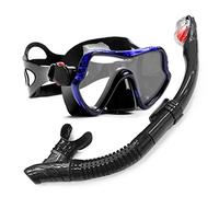 Masque de plongée, Plongée sous-Marine, Tubas, Natation, plongée, Ensemble respiratoire, Lunettes de Protection, Masque Anti-buée et faciles à Utiliser(Black Blue)