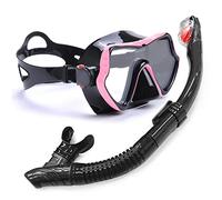 Masque de plongée, Plongée sous-Marine, Tubas, Natation, plongée, Ensemble respiratoire, Lunettes de Protection, Masque Anti-buée et faciles à Utiliser(Black Pink)