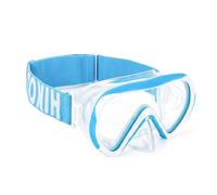 Masque de Plongée pour Enfant 4-16 Ans,180°Champ de Vision Panoramique HD,Lunettes Plongée Anti-Buée Anti-Fuite,avec Lentille Verre Trempé,Sangle Ajustable pour Masque Facial Tissu Doux - Blanc-Bleu