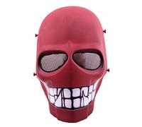 Masque de protection complète du visage - Tactique - Airsoft - Paintball - Cosplay - Proctection Hockey BB - Halloween - Sourire / croix / tête de mort, Red Smile
