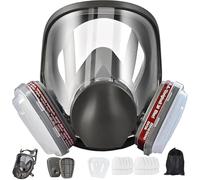 Masque de protection respiratoire réutilisable - Masque à gaz complet - Masque industriel anti-poussière avec 22 gants en coton filtrant - Pour vapeurs organiques, poussière, soudage