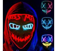 Masque de Purge LED néon sans fil pour Halloween, masques de fête, lumière de croissance dans la nuit, Masque d'horreur brillant style 25
