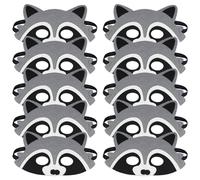 Masque de raton laveur, masques animaux à demi-visage 8x4 pour enfants, masque animal non tissé 10pcs avec bandeau élastique, masques de raton laveur pour fête, habiller, halloween, cadeaux pour enf