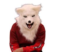 Masque de renard d'Halloween, masque de tête de masque réaliste, masques de loup à bouche mobile Masque de renard à bouche mobile en fausse fourrure pour carnaval habiller mascarade cosplay costume