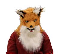 Masque de renard d'Halloween, masque de tête de masque réaliste, masques de loup à bouche mobile Masque de renard à bouche mobile en fausse fourrure pour carnaval habiller mascarade cosplay costume