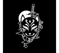 masque de renard japonais Kit'sune Stickers gravés 50.4x81.6cm Installation facile Blanc