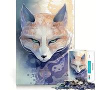 Masque de Renard Kitsune Mystique pour Adultes, Puzzle de 1000 pièces, Jouet de réflexion Anti-anxiété, Bords précis, Cadeau attentionné (38x52cm)