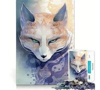 Masque de Renard Kitsune Mystique, Puzzle de 1000 pièces pour Adultes, Jeu de réflexion, Cadeau, Moment de Partage, découpe soignée, Surprise d'anniversaire (38x26cm)