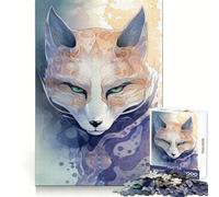 Masque de Renard Kitsune Mystique, Puzzle de 1000 pièces pour Adultes, Jeu de réflexion, Cadeau, Moment de Partage, découpe soignée, Surprise d'anniversaire (38x26cm)