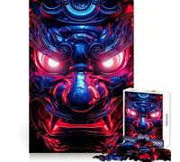Masque de samouraï Lumineux néon Puzzle de 1000 pièces pour Adultes Jeu de Puzzle Stimulant Le Cerveau Cadeau élégant et créatif (38x52cm)
