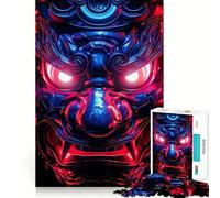 Masque de samouraï Lumineux néon Puzzle de 1000 pièces pour Adultes Jeu de Puzzle Stimulant Le Cerveau Cadeau élégant et créatif (38x52cm)