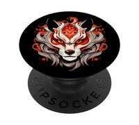 Masque de samouraï ninja de renard japonais Kitsune PopSockets PopGrip Interchangeable