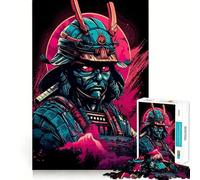 Masque de samouraï synthwave Puzzle de 1000 pièces pour Adultes Stimule la mémoire, favorise la détente mentale, découpe Lisse Cadeau d'anniversaire (38x26cm)