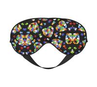 Masque de sensibilisation à l'autisme - Masque pour les yeux avec imprimé cœur - Aide au sommeil confortable, ombre de nuit élastique, bandeau résistant à la lumière pour avion, voyage
