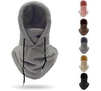 Masque de ski à capuche en velours haute polaire, masque de ski 2024, casque à capuche, masque d'hiver résistant au vent, gris, taille unique