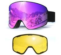 Masque de Ski avec Magnétique Lentille Interchangeable,YH212 Lunettes de Ski OTG pour Unisexes Ajustables Anti Buée Coupe-Vent Anti-UV Lunettes de Snowboard pour Sports Hiver (07-REVO Purple/Black)