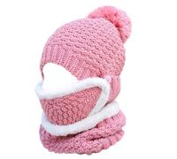 Masque de ski chapeau hiver avec écharpe attachée à capuche en tricot à traits en tricot avec protection contre l'oreille Masque facial plus chaud pour femmes sports de neige extérieurs