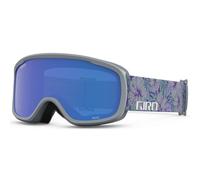 Masque de ski Giro Moxie Masque de snowboard pour femmes et jeunes Sangle botanique grise avec verres gris cobalt/jaune