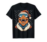 Masque de Ski T-Rex avec Bonnet de Père Noël Dinosaure d'hiver T-Shirt