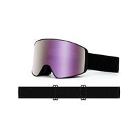 Masque de ski unisexe pour homme et femme, modèle 2025, pour planche simple ou double, double couche anti-buée, forme cylindrique magnétique, noir classique (magnétique), 179 x 98 mm.