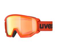 uvex Athletic Fm - Masque de Ski pour Hommes et Femmes - Champ de Vision Élargi et Anti-Buée - Ventilation de la Monture Sans Courants D’Air - Fierce Red/Orange-Orange - One Size