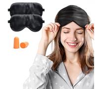 Masque de Sommeil 2 Pack, Masque de Nuit Soie, 100% Soie Naturelle Occultant Ultra-Douce Masque de Voyage Masque de Yeux Sommeil,Masque pour Dormir Soie, Masque Nuit Sommeil Soie, Noir