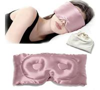 Masque de sommeil 3D profilé - 22 mommes - Couverture occultante pour les yeux - Large bande réglable et respirante pour les personnes dormant sur le côté - Rose poudré