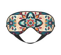 Masque de sommeil à carreaux indiens arabes pour homme et femme - Masque pour les yeux double face avec sangle réglable, doux et soyeux, bloque la lumière et respirant, pour voyage, sieste, travail de