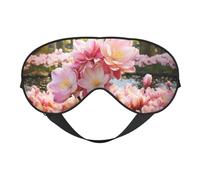 Masque de sommeil à fleurs de cerisier et tulipes pour homme et femme - Masque pour les yeux double face avec sangle réglable, doux au toucher soyeux, bloque la lumière et respirant, pour voyage